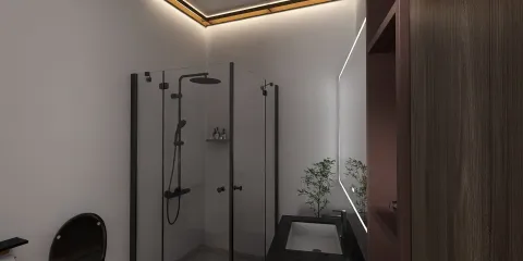 modern shower installation featuring sleek glass panels and contemporary fixtures in a stylish bathroom design, showcasing interior decor optimization with Homestyler's real-time 3D rendering feature.