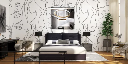 Black and white graffiti bedroom 