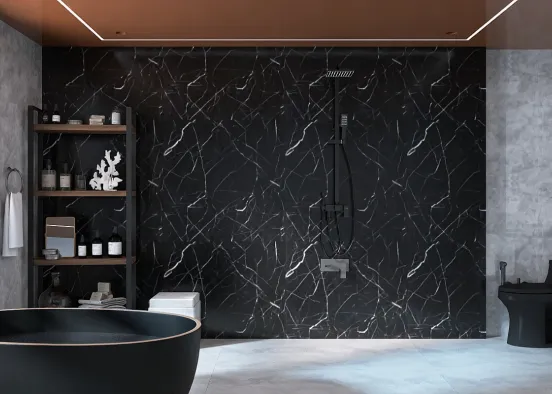 Black Luxury Washroom Design Rendering
