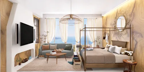 Relaxed creamy brown coastal bedroom 