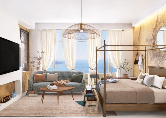 Relaxed creamy brown coastal bedroom  Design Rendering