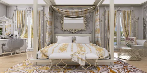 White and gold glam bedroom
