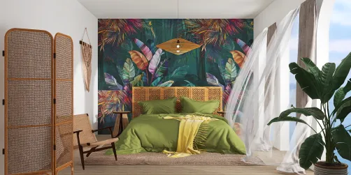 Tropical bedroom! 🌴