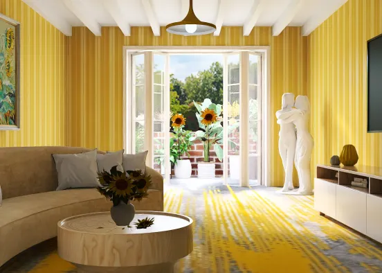 # Sunflower Living Room, Contemporary Style Визуализация дизайна