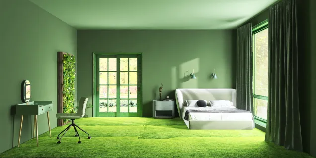 Green aesthetic bedroom