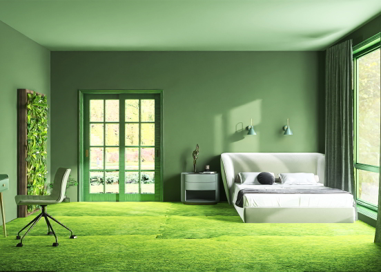 Green aesthetic bedroom Design Rendering