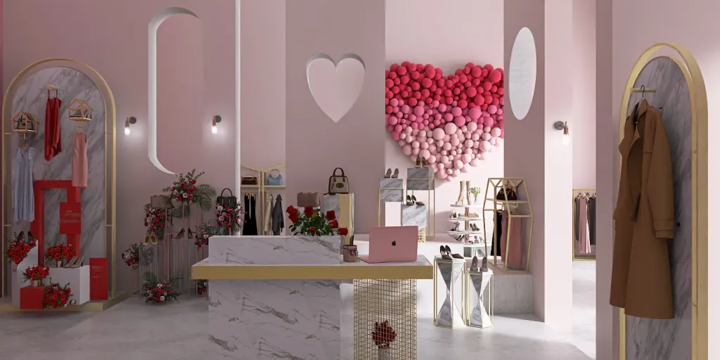 a room with a pink flower arrangement in it 