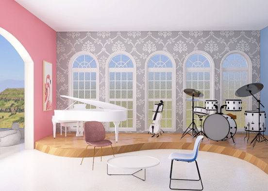 music room with a balcony  Design Rendering