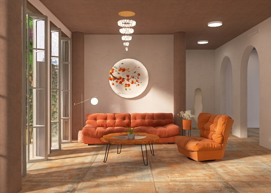 Autumn themed cozy sunset home Design Rendering