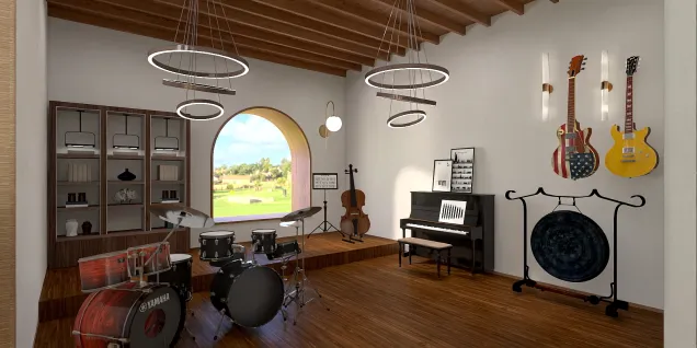 Chic music room with a beautiful view 