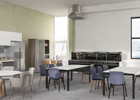 Kitchen/Dining room for a massive family Design Rendering