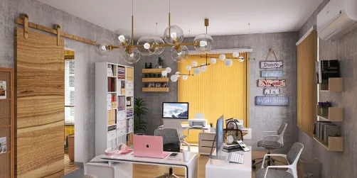 Small Office with mini pantry and shiny bathroom