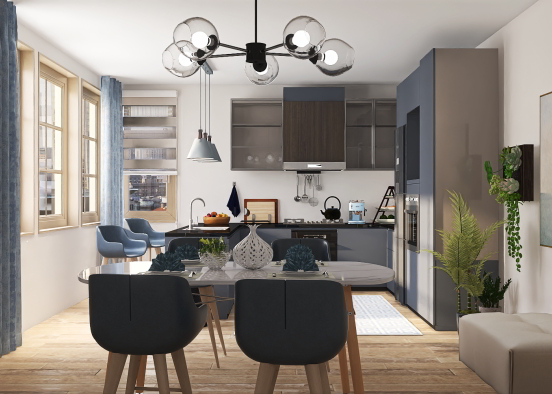 Blue apartment Kitchen 💙 Design Rendering