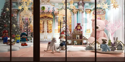 Toy Store Window at Christmas 