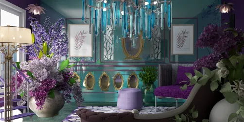 Purple and green luxury living room.