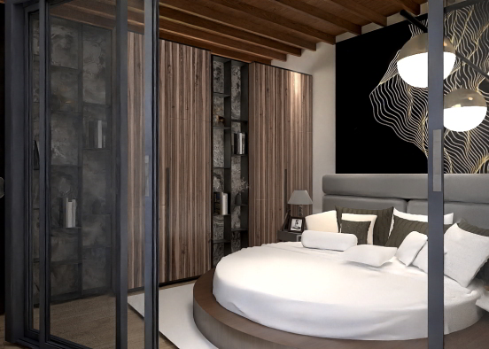 brown bedroom Design Rendering
