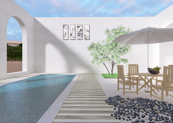 White relax lounge space  Design Rendering