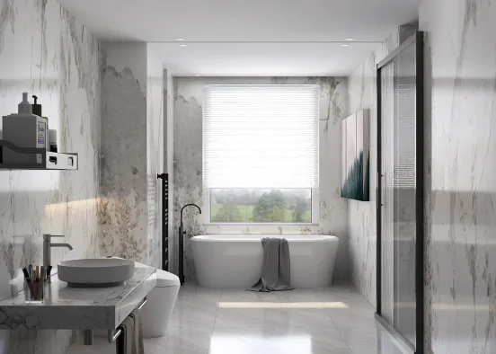 marble bathroom Design Rendering