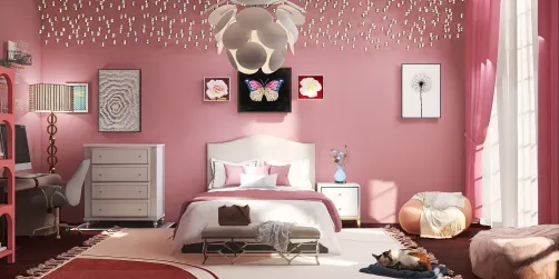 Pink and white teen girl bedroom 