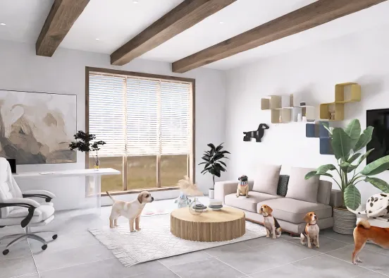 Dog lover Living Room | Many dogs! Design Rendering