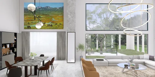 Modern living room + dinning room