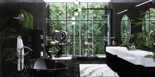 black bath room 