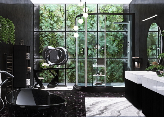 black bath room  Design Rendering