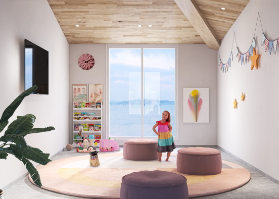 Pink Girls Playroom Design Rendering