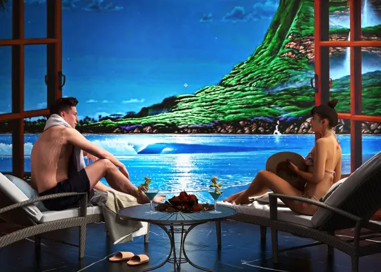# Night Swimming at Beach Resort Визуализация дизайна