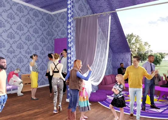 A party at a little girl house/ family  Design Rendering