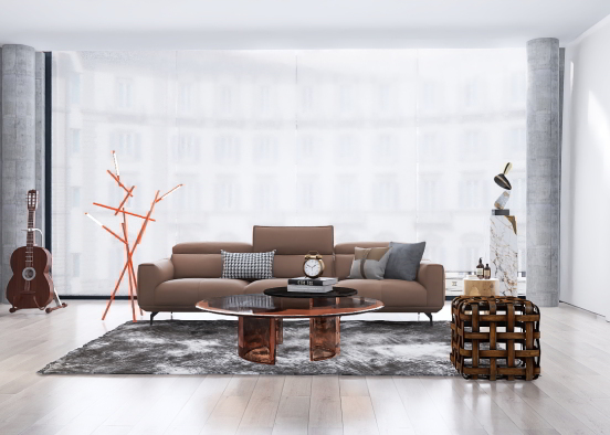 brown living room  Design Rendering