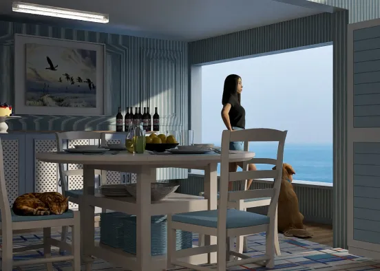 Beach House Dining Room. Day 5 of 7. Design Rendering