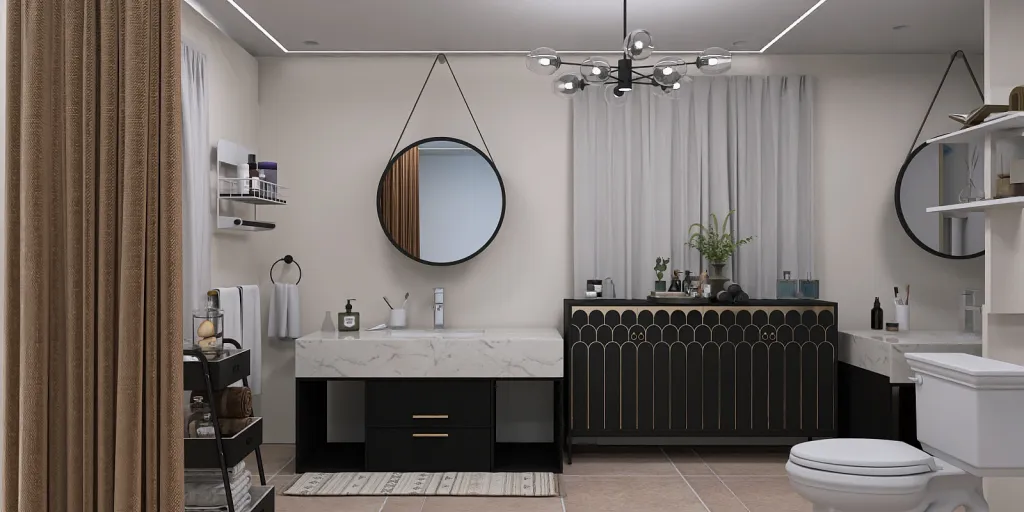 a bathroom with a sink, toilet, and mirror 