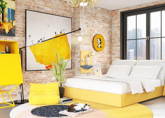 Yellow Bedroom 💛 Design Rendering