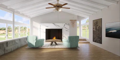 Mediterranean Beach House Living Room