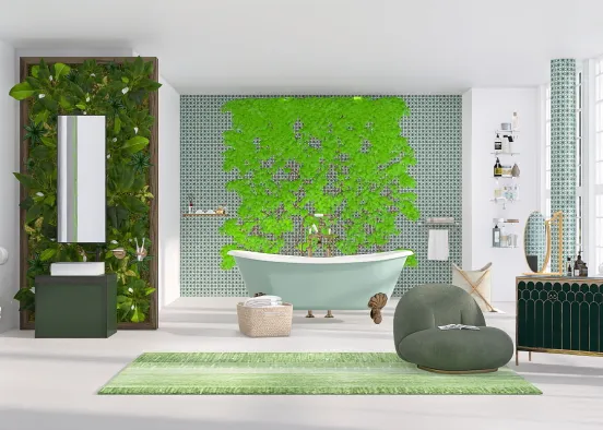 Green bathroom  Design Rendering