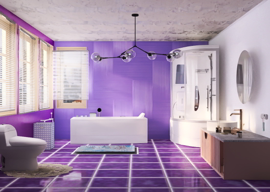 Purple themed bathroom Design Rendering