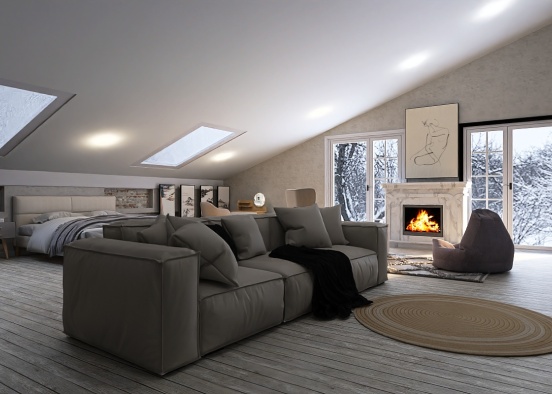 Cozy winter bedroom x Design Rendering