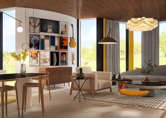 Open concept kitchen living room  Design Rendering