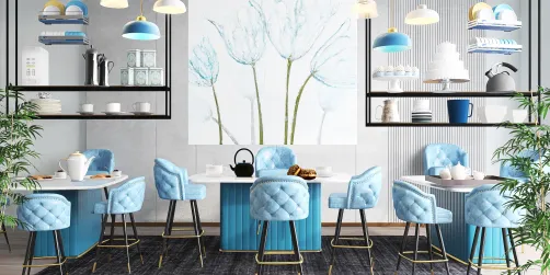 salon de thé bleu