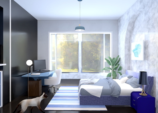Bedroom in blue Design Rendering