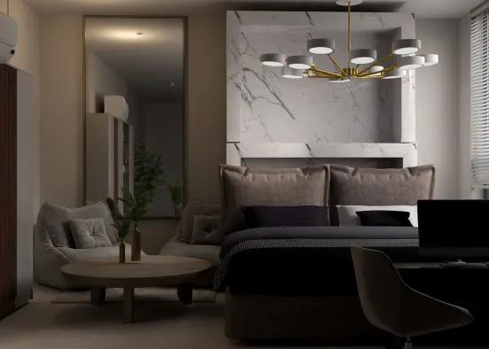 # Habitación de departamento con vista a la ciudad Renderização de Design