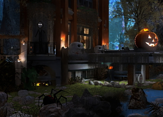 The Haunted House Behind the Waterfalls Design Rendering
