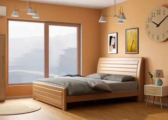 Um quarto minimalista  Design Rendering