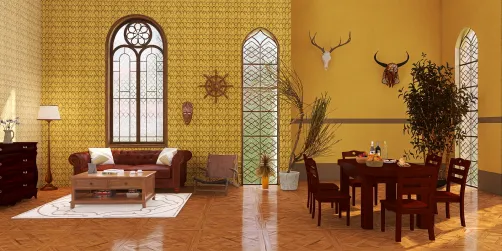 Vintage living room and dinning room