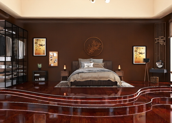 Chocolate Bedroom Design Rendering
