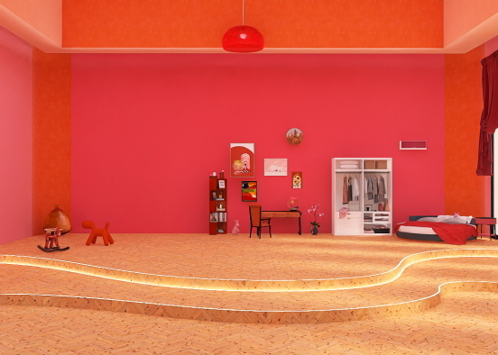 Orange/Red/Pink room Design Rendering