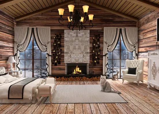 # Cozy cabin vintage style... Renderização de Design