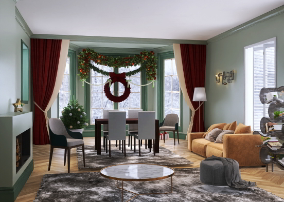 A Christmas Living Room* Design Rendering