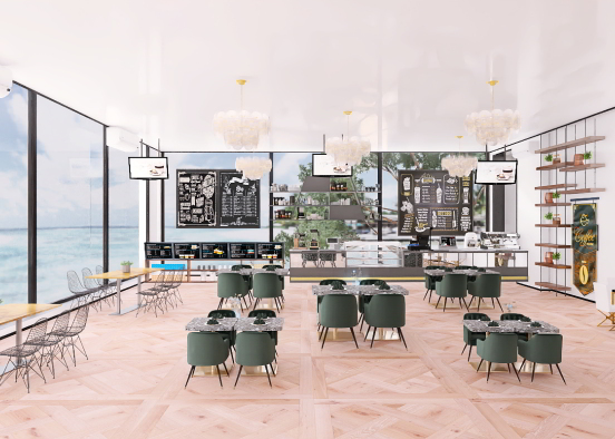 modern cafe Design Rendering